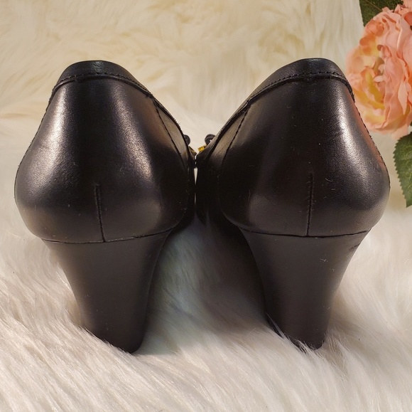 RALPH LAUREN BROWN LEATHER MOCCASIN WEDGES 8.5 - Picture 5 of 8